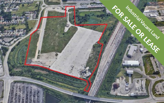 Aerial photograph showing the Industrial Vacant Land for Sale or Lease at 3911 Plymouth Drive, Windsor, Ontario, Canada.