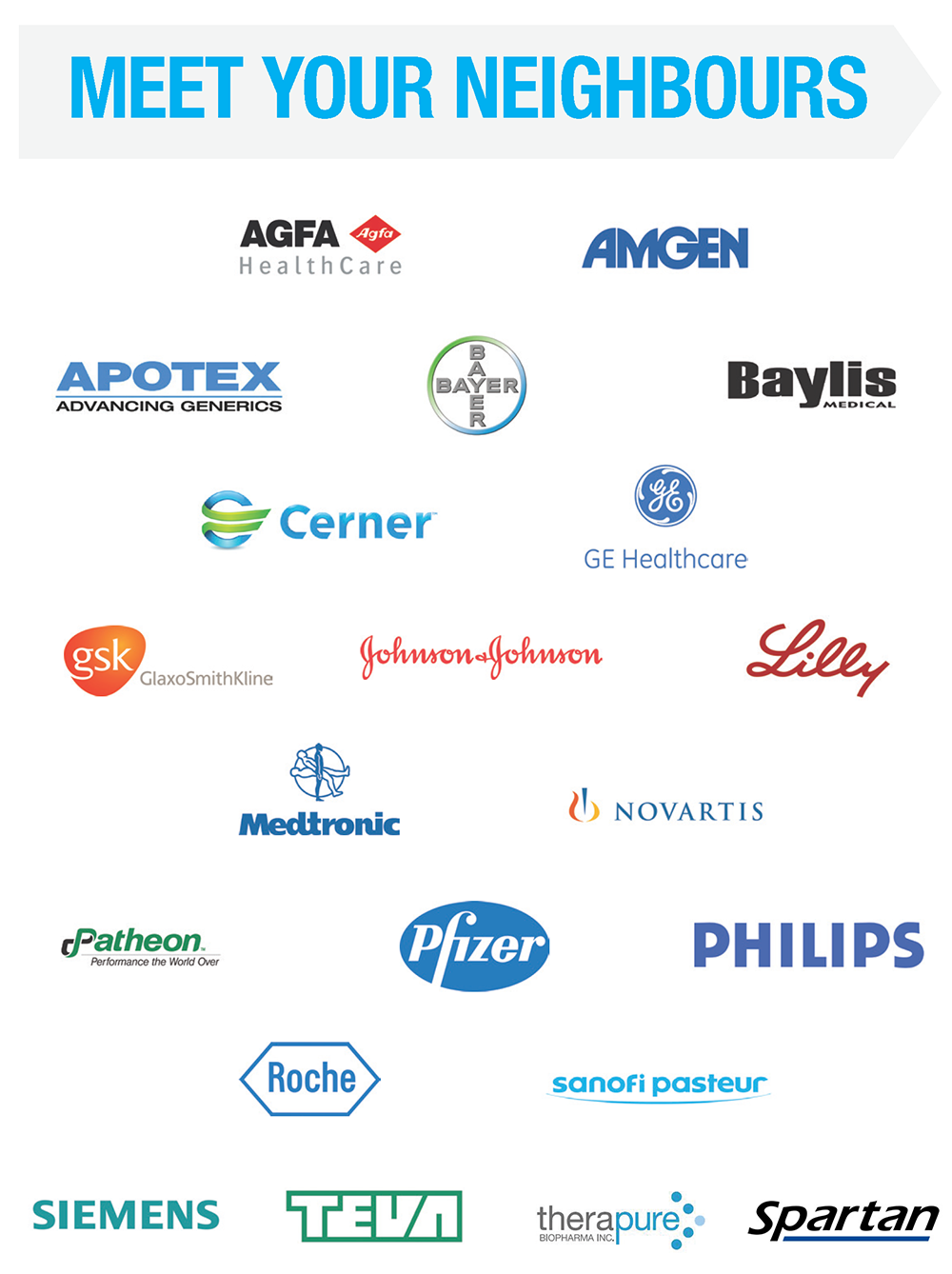 A collage of logos representing life sciences companies with a presence in Ontario.