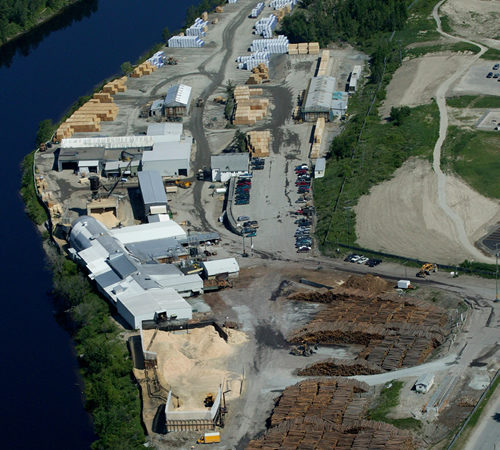 Ariel photograph of timber mill