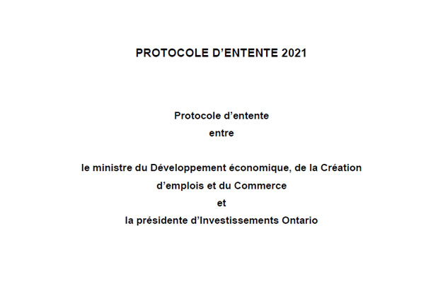 Protocole d’entente 2021