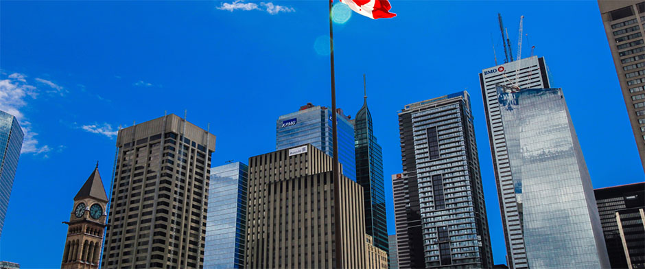 The heart of the financial district’s skyline in downtown Toronto, Ontario