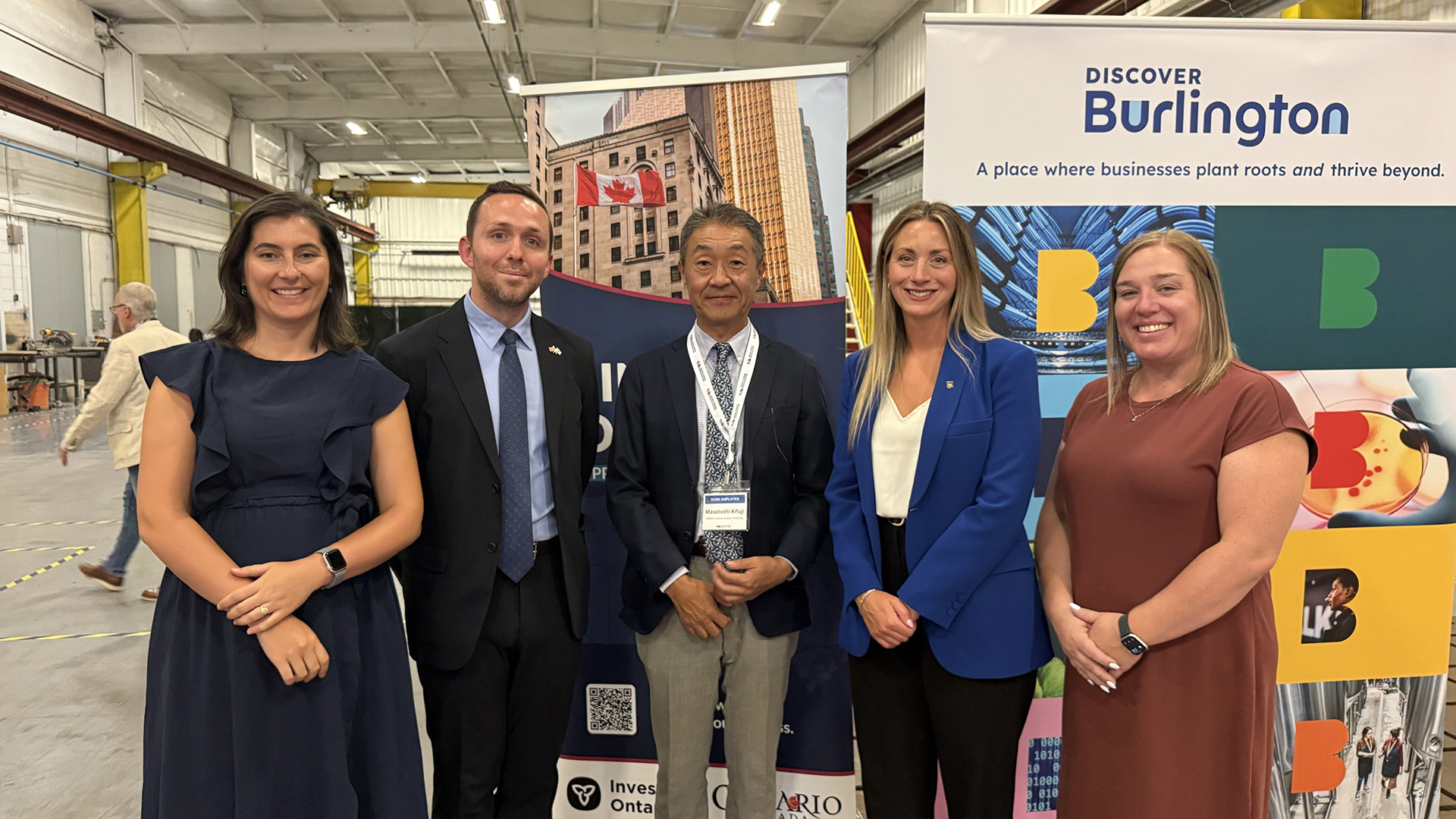 SCMS CEO Masatoshi Kifuji (center) poses with IvO representatives Marine Lochon, Theodore Aust, Nicole Simone, and Heather Potter.
