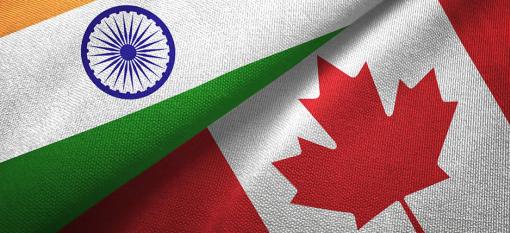 The flags of India and Canada side by side